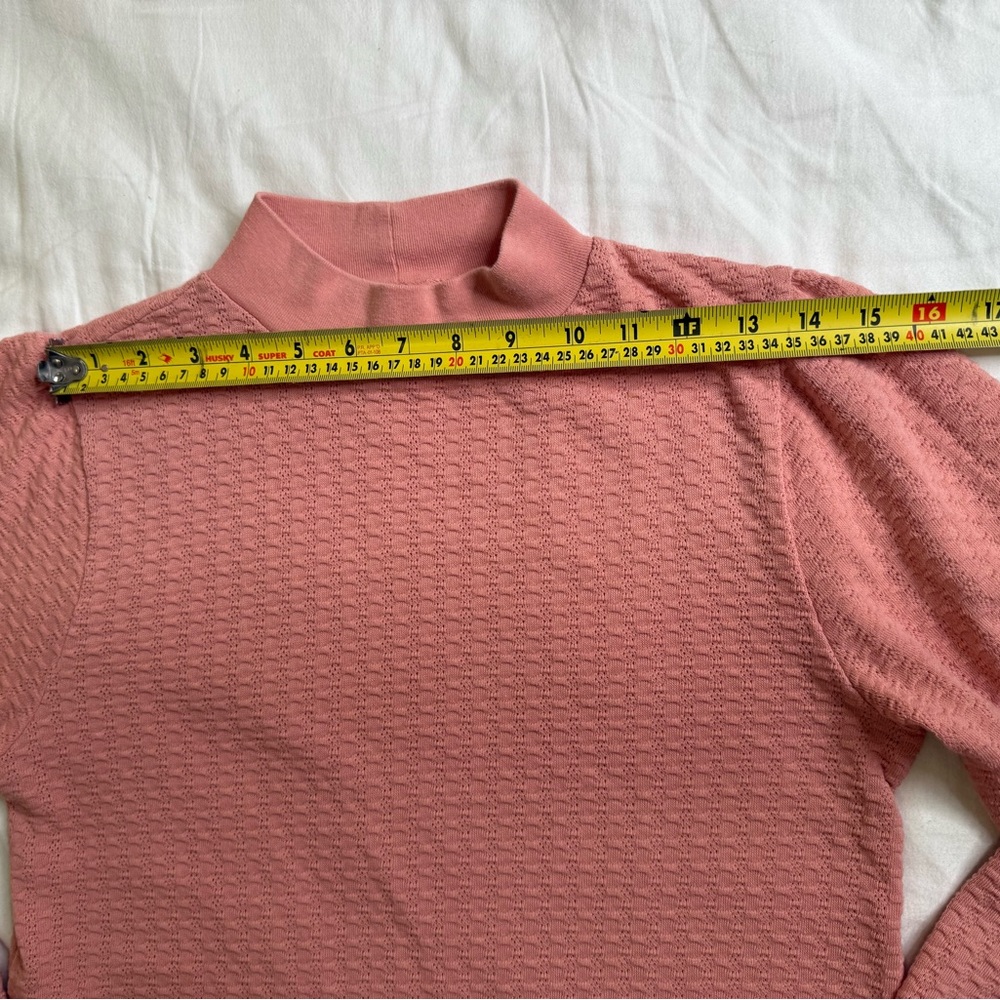 J.Crew Textured Mock Neck Waffle Knit Top Small Pink Blush Cotton Blend Pullover - Picture 10 of 11
